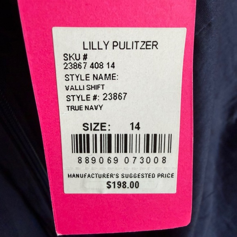 Lilly Pulitzer Valli Shift Dress Navy Gold Vacation Coastal Preppy Size 14 NWT - Picture 8 of 8